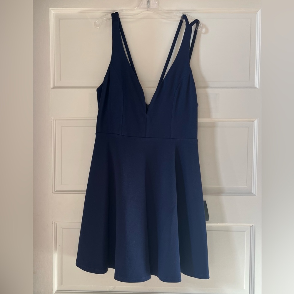 NWT Lulus Forever Crush Navy Blue Strappy Sleeveless Skater Dress - Picture 3 of 10